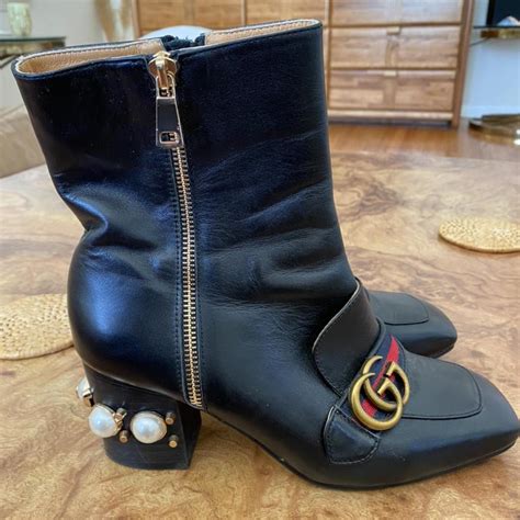 gucci black heel boots|gucci boots embellished.